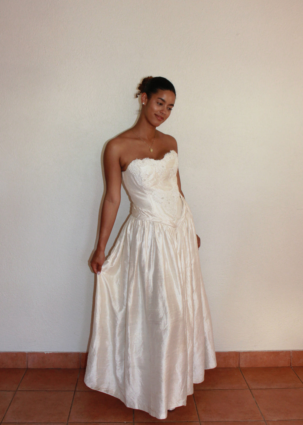 Abigail - Drop Basque Waist Beaded Sweetheart Wedding Dress