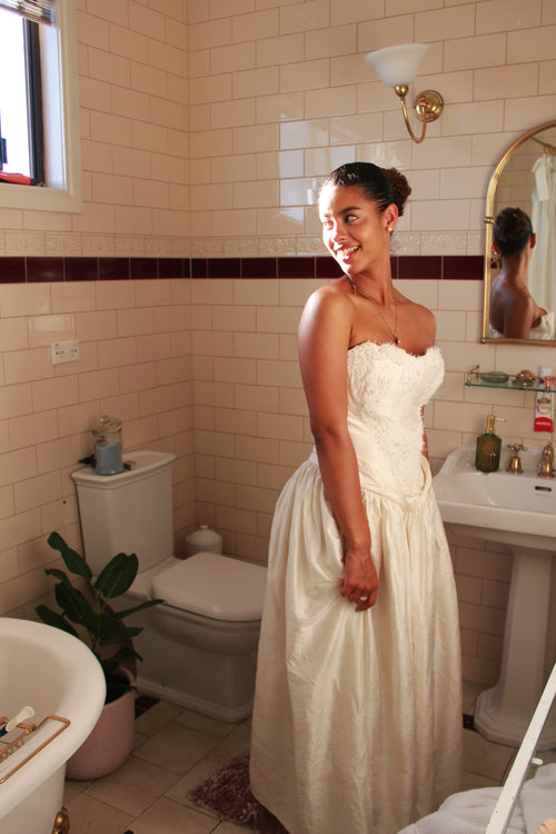 Abigail - Drop Basque Waist Beaded Sweetheart Wedding Dress