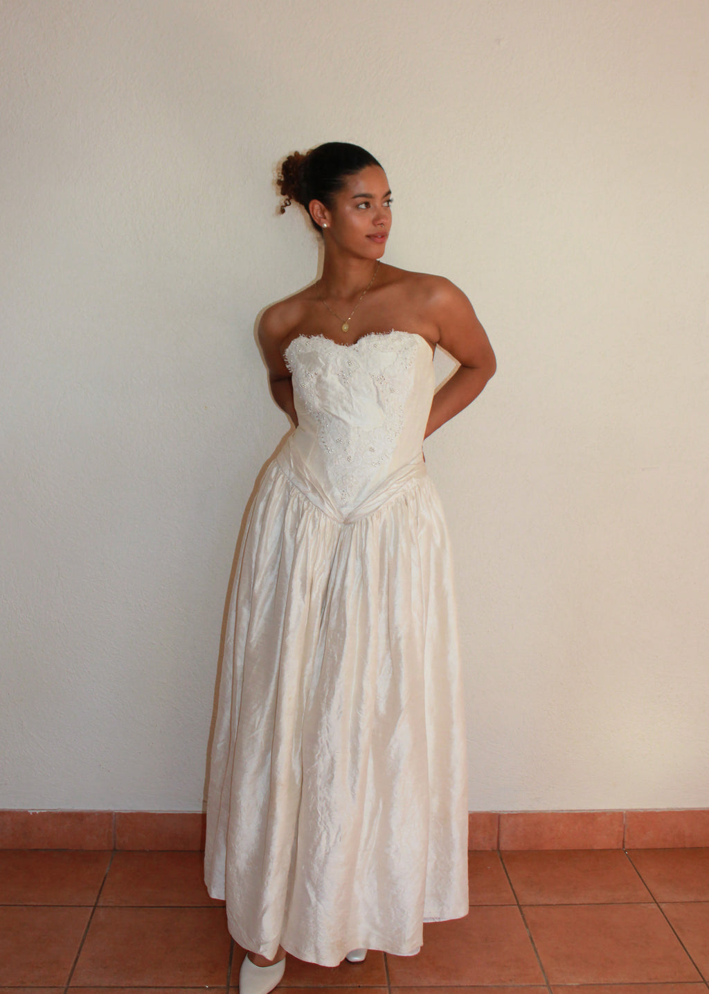 Abigail - Drop Basque Waist Beaded Sweetheart Wedding Dress
